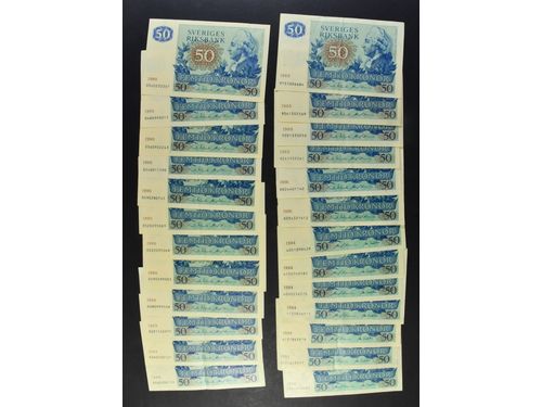 Banknotes, Sweden. SF T13, 50 kronor. 25 banknotes, 1984–90. 01.