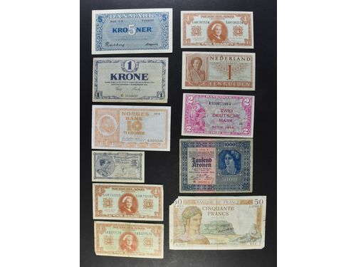 Banknotes, Europe. 41 banknotes, 1910–81, mixed quality.  .