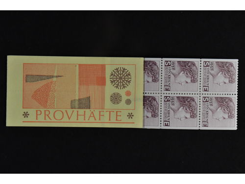 Sweden. Test stamp booklet ★★, Booklet with 20 brownish lilac stamps, text PROVHÄFTE on cover.