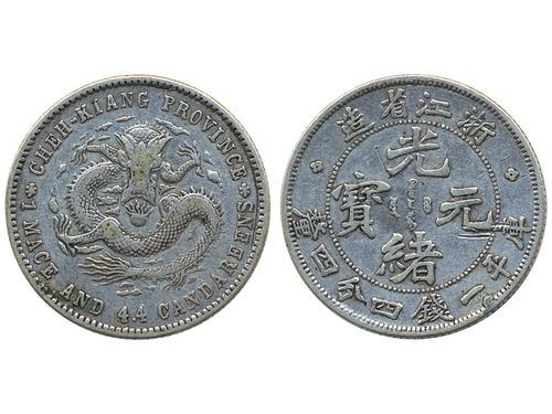 Coins, China, Chekiang Province. L&M- 284, 20 cents ND (1898–99). Reverse scratch. VF.