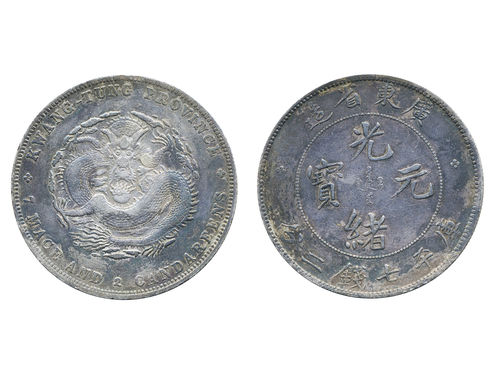 Coins, China, Kwangtung Province. L&M- 133, 1 dollar ND (1890–1908). Attractive example with minor wear. VF-XF.