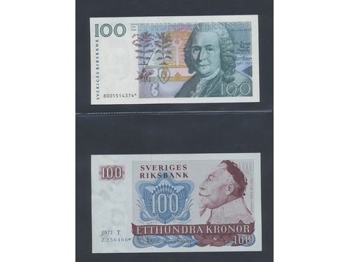 Banknotes, Sweden. Small collection/group of 14 different Swedish replacement notes with star. 01-0.