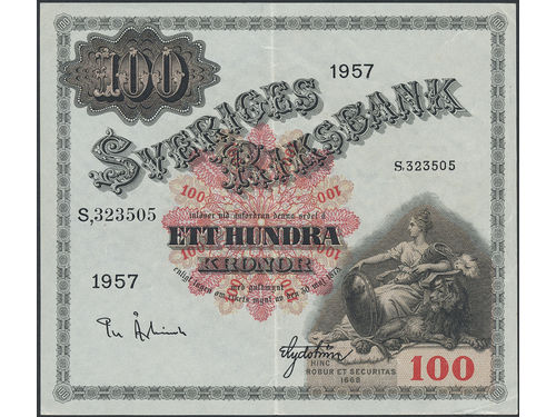 Banknotes, Sweden. SF U10:12, 100 kronor 1957. 1+/01.