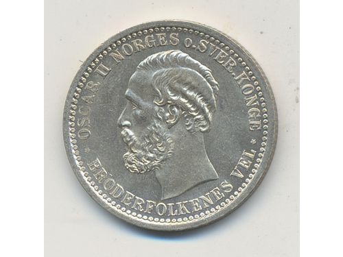 Coins, Norway. Oskar II, Sieg 47 (NM67), 50 øre 1902. 4.99 g. XF-UNC.