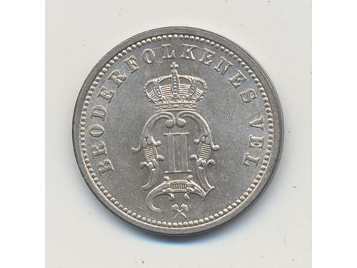 Coins, Norway. Oskar II, Sieg 35 (NM69), 10 øre 1876. 2.42 g. XF.
