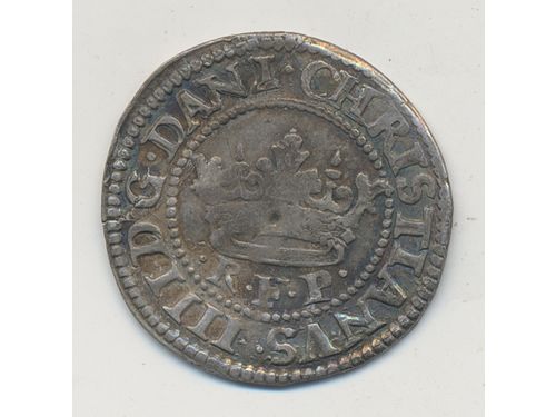 Coins, Denmark. Christian IV, Sieg 57.1-H114A, 8 kroneskilling 1620. 2.05 g. F.