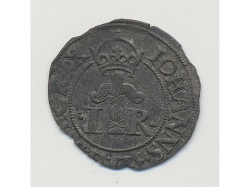 Coins, Sweden. Johan III, SM 87, 1/2 öre 1578. 1.08 g., edge damage, SMB 90. 1+.