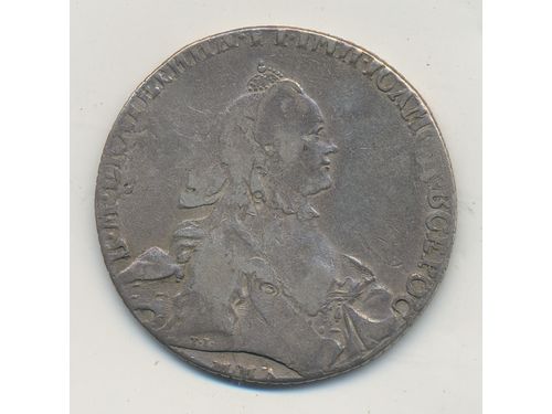 Coins, Russia. Catherine II, KM C#67, 1, 1 rouble 1762. 19.39 g has been mounted. VG.