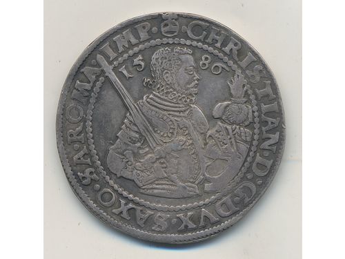 Coins, Germany, Saxony. Dav 9806, 1 thaler 1586. 28.95 g. HB. VF-XF.