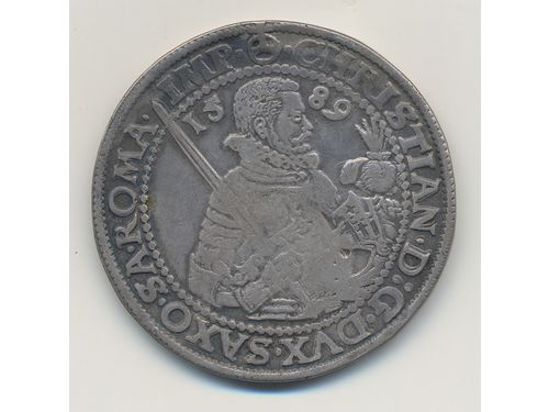 Coins, Germany, Saxony. Dav 9806, 1 thaler 1589. 28.91 g, HB. VF.