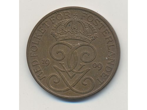 Coins, Sweden. Gustav V, MIS I.1a, 5 öre 1909. 8.02 g. 01/0.