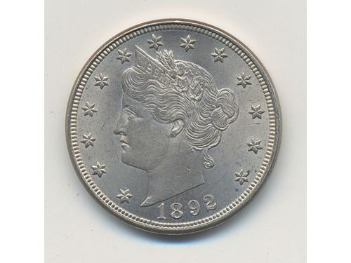 Coins, U.S.A. 5 cents 1892. 4.93 g,. XF-UNC.
