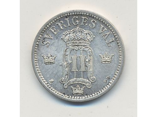 Coins, Sweden. Oskar II, MIS III.b, 25 öre 1907. 2.40 g. UNC.