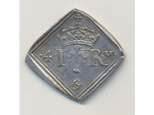 Coins, Sweden. Johan III, SM 125, 4 mark klipping 1570. 12.82 g. SMB 135. 1+.