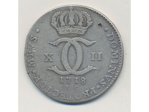Coins, Sweden. Karl XII, SM 143, 2 caroliner / 1 daker silvermynt 1718. 12.89 g, SMB 145. 1.