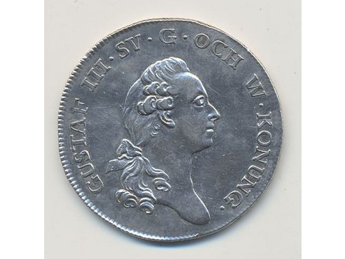 Coins, Sweden. Gustav III, SM 98, 1/3 riksdaler largesse coin 1778. 9.78 g, SMB 100, cleaned, edge nicks. 1/1+.