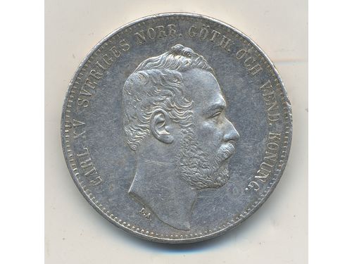 Coins, Sweden. Karl XV, MIS 2a, 4 riksdaler riksmynt 1862. 34.07 g, SMB 2. 1+/01.
