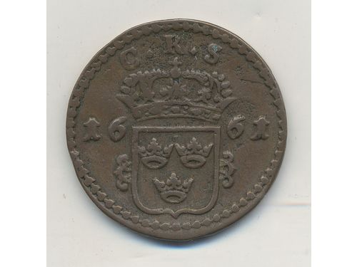 Coins, Sweden. Karl XI, SM 335, 1 öre KM 1661. 16.48 g. 1+.