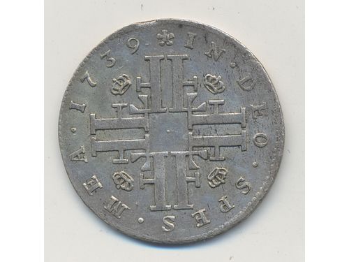 Coins, Sweden. Fredrik I, SM 121, 10 öre 1739. 6.85 g, SMB 107. 1/1+.