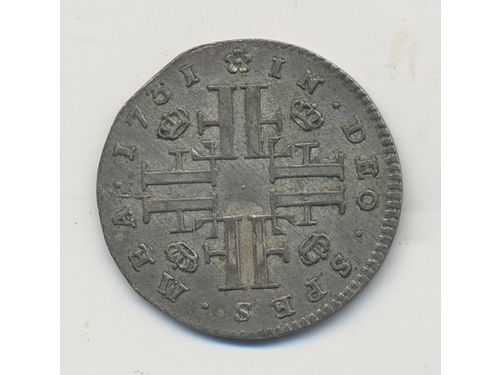 Coins, Sweden. Fredrik I, SM 134, 5 öre 1731. 3.42 g, SMB 130. 1+.