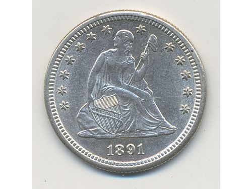 Coins, U.S.A. KM A98, Quarter dollar 1891. 6.29 g, S. XF-UNC.