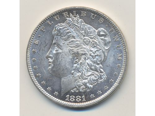 Coins, U.S.A. KM 110, 1 dollar 1881. 26.73 g, O. UNC.