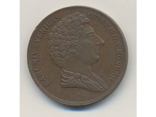 Coins, Sweden. Karl XIV Johan, MIS 1, 1 skilling palmkvist 1832. 16.59 g, SMB 127. 1+.