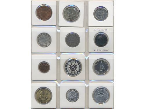 Coins, ALL WORLD. 12 coins in silver and bronze, 138–1969, mixed quality.  .