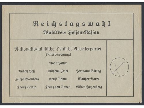 Banknotes, Germany, Reich. 1 banknote 50 reichmark 1940–1945 + 1 votecertificate (Reichstagswahl.  .