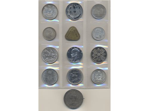 Coins, ALL WORLD. Small collection of 13 silver coins,1889–1976, mixed quality.  .