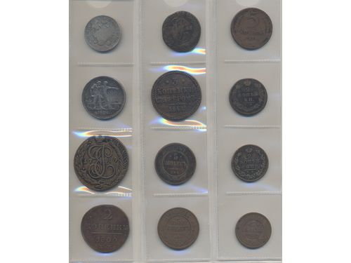 Coins, Russia. 1 album with 72 coins in silver and bronze, 1750-1927, mixed quality.  .