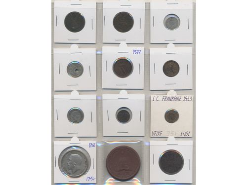 Coins, ALL WORLD. 1 album with 112 silver and bronze coins, 1604-1960, mixed quality.  .