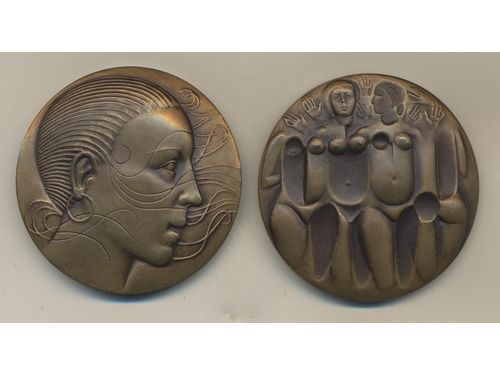 Medals, non-regal, Sweden. 1975. 206.61 g, International womens year 1975, Kauko Räsänen, 50 MM. No: 167 of 3500. 0.