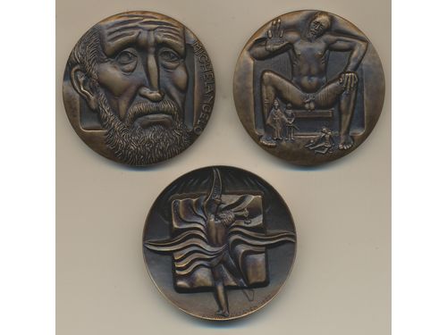 Medals, non-regal, Sweden. 1977. 522 g, Michelangelo, Kauko Räsänen, 60 MM, No: 184 of 5000. 0.