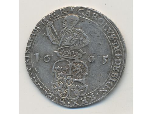 Coins, Sweden. Karl IX, SM 35, 4 mark 1605. 19.44 g, SMB 29. 1+.