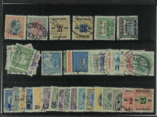 Denmark. Used 1913–30. All different, e.g. F 144, 162, 181, 183, 199-212, 231, 243-45, and 246-55. Mostly good quality. F SEK 5050 (49)