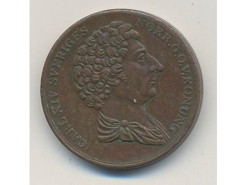 Coins, Sweden. Karl XIV Johan, MIS 1, 1/2 skilling palmkvist 1832. 8.75 g, SMB 128. 01.