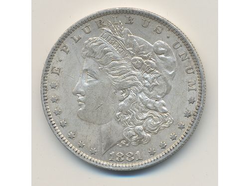Coins, U.S.A. KM 110, 1 dollars 1881. 26.74 g. O. XF.