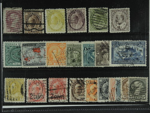 Canada. Used 1859–1911. All different, e.g. Mi 31, 59, 68, 71-72, 81, 87-88. Mostly good quality. Mi € 502 (23)