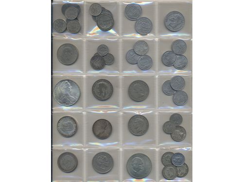 Coins, Europe. 40 coins in silver and coppernickel, 1893–1977, mixed quality.  .