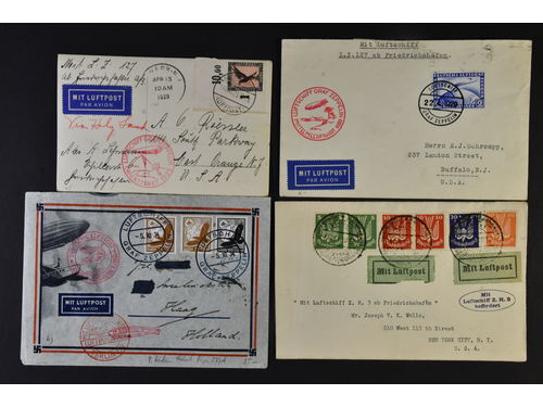 Germany, Reich. Lot covers AIR MAIL 1920s–1930s. Covers and cards sent to Brazil, Egypt, the Netherlands, Sweden and USA, respectively. The entire lot is presented at www.philea.se. (7)