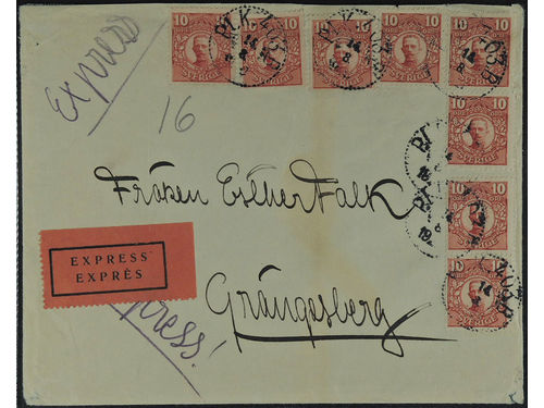 Sweden. Facit 82 on cover, 8×10 öre on special delivery cover sent from PLK 403B 14.8.1920 to GRÄNGESBERG 15.8.20.
