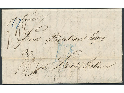 Sweden. Foreign-related cover. Brazil. Incoming unpaid letter sent RIO DE JANEIRO 11.DE.1858 to Stockholm. Ship notation 