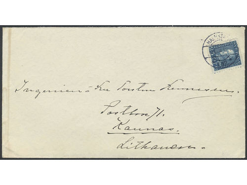 Sweden. Facit 183 on cover, 25 öre on cover sent from HALMSTAD 6.12.29 to Lithuania. Arrival pmk KAUNAS8.XII.1929. Scarce destination.