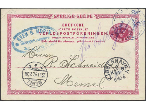 Sweden. Facit bKe13. Cancellations,  DENMARK. Danish manuscript cancellation 