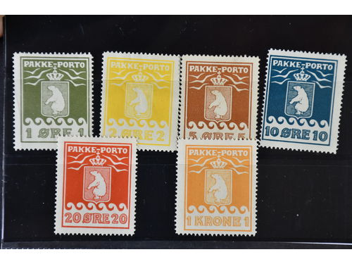 Greenland. Lot ★ 1915–33 on stock cards. Lot (P4–12), Pakke Porto Thiele II. Fine quality. 5000 (6)