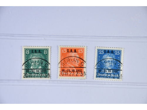 Germany, Reich. Michel 407–09 used, 1927 I.A.A. overprint SET (3). EUR 250