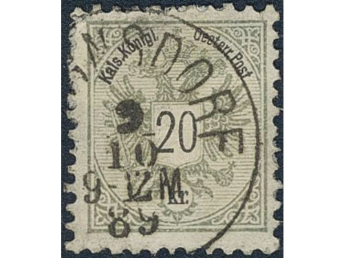 Austria. Michel 48D used, 1883 Double Eagle 20 Kr grey/black perf 10½. EUR 400