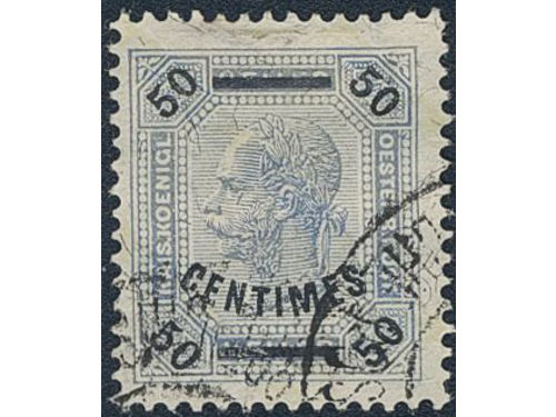 Austria, post in Crete. Michel 4 A used, 1903 50 centimes on 50 H blue/black perf 13×13½. EUR 200