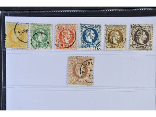 Austria, post in Levant. Michel 1–7 I used, 1867 SET (7) heavy print. EUR 280